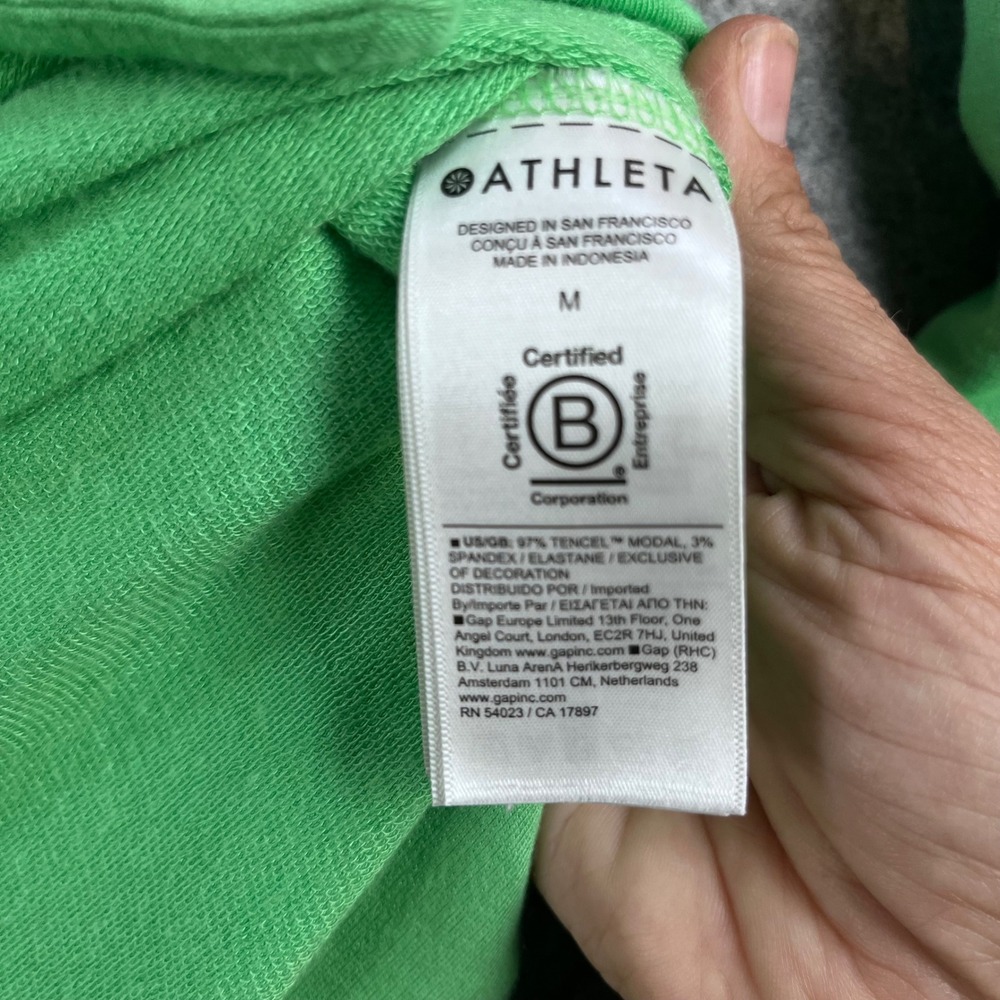 Athleta Women Coaster Luxe Sweatshirt Green Activewear Lounge M Thumbhole Soft - Picture 5 of 6